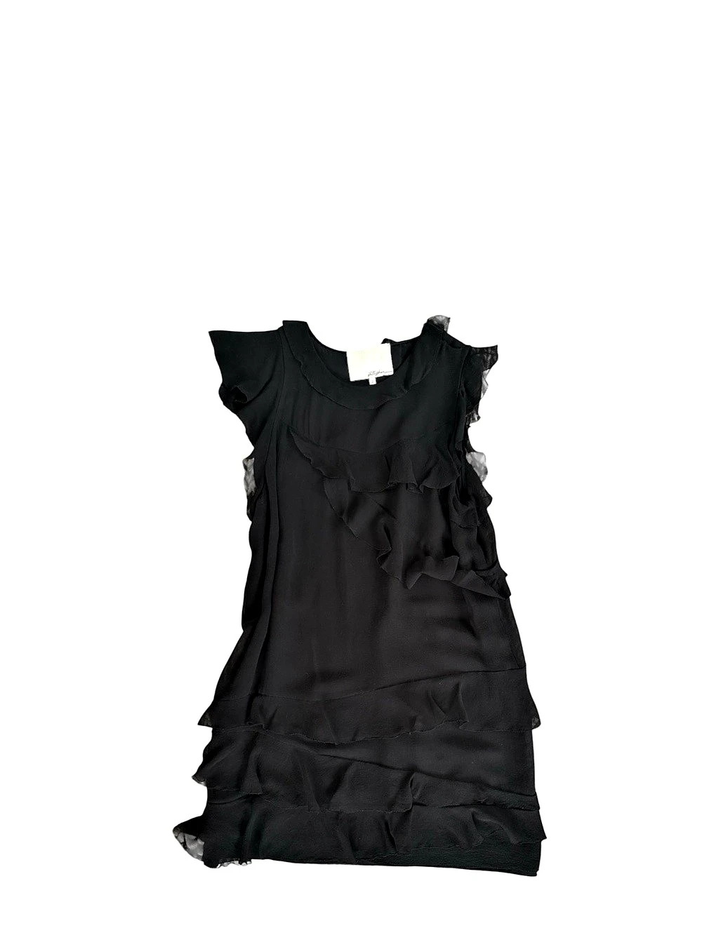 Philip Lim Silk Ruffle Mini Dress Size 2 Black